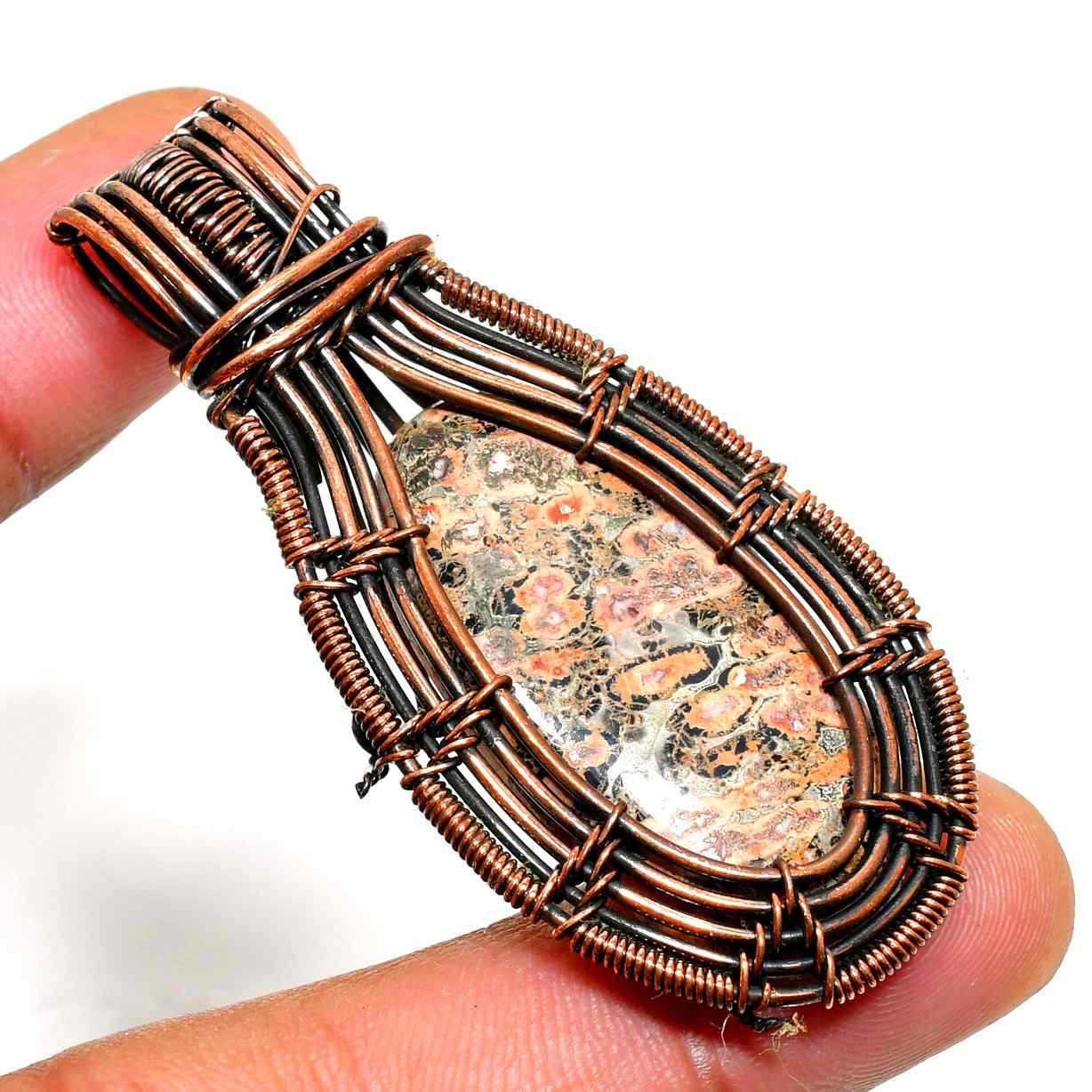 Terra’s Embrace – Copper-Wrapped Grounding Stone Pendant