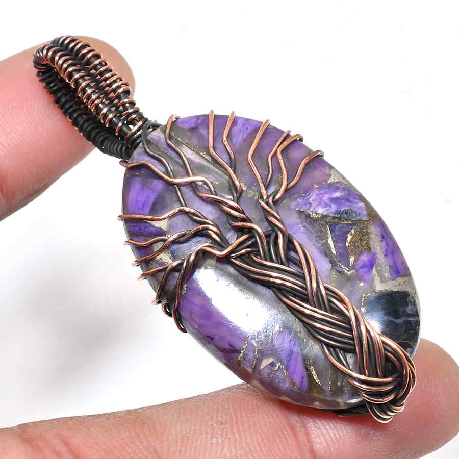 Ezra’s Veil – Oxidized Copper Amethyst Pendant