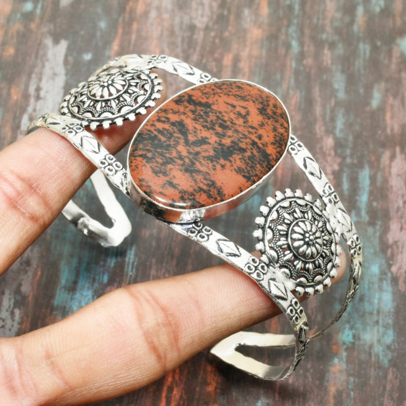 Sunset Serenity – Natural Jasper & Sterling Silver Bracelet