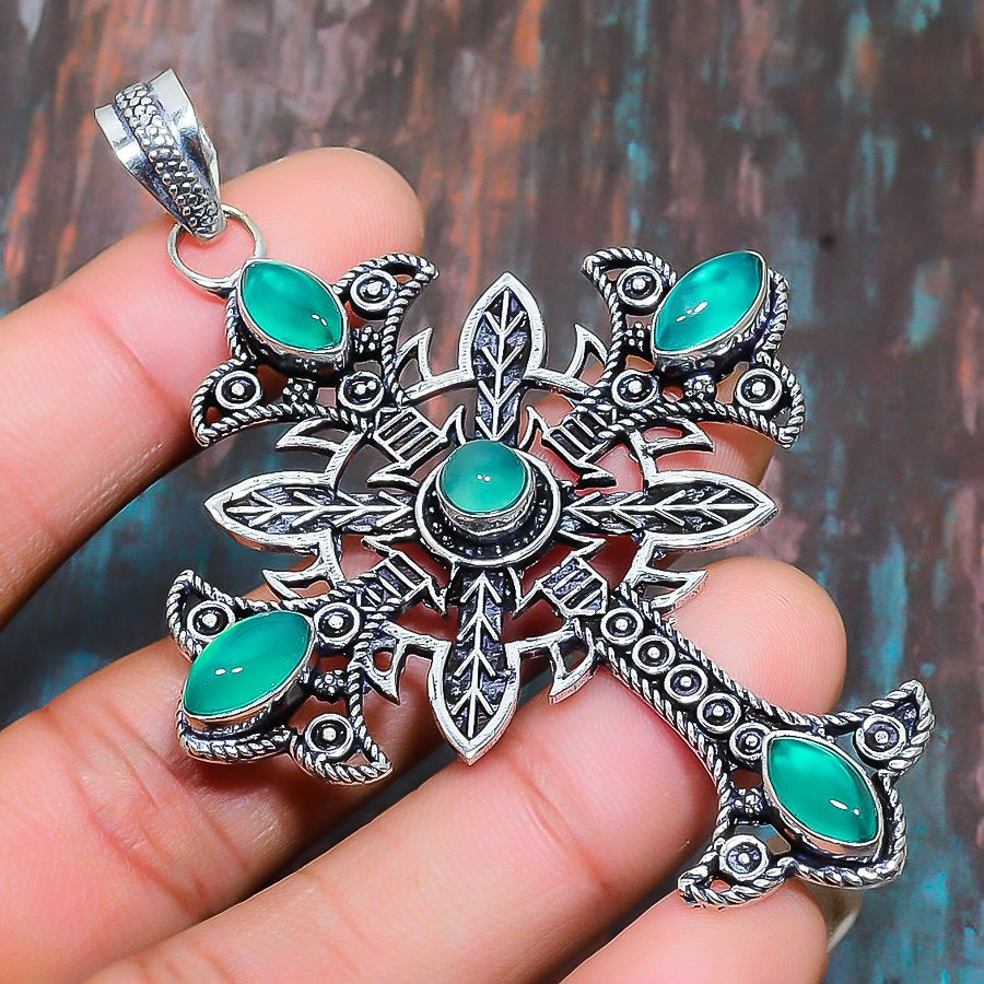 Serenity Cross – Turquoise Sterling Silver Pendant