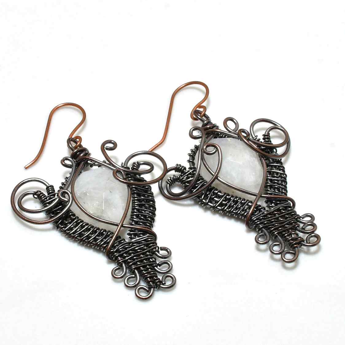 Luna’s Whisper – Copper-Wrapped Moonstone Earrings