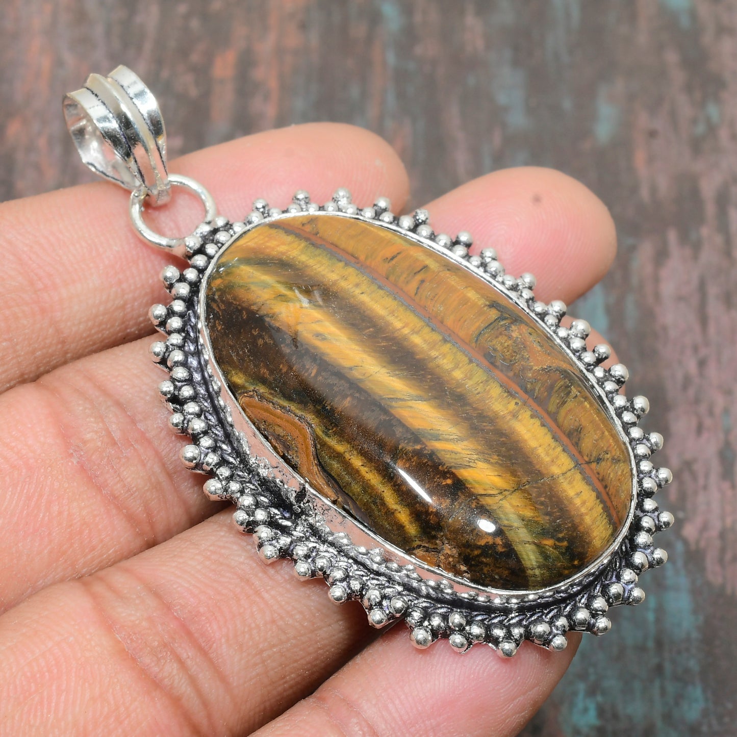 Gaia’s Gaze – Tiger’s Eye Sterling Silver Pendant
