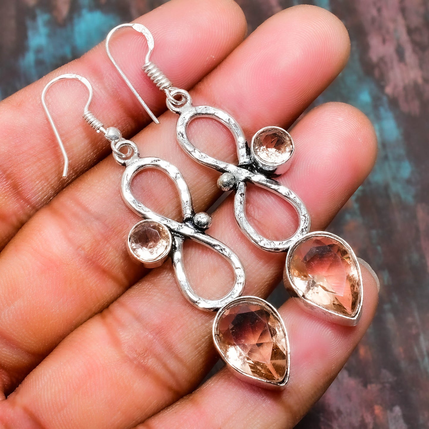 Eternal Embrace – Rose Quartz Infinity Earrings