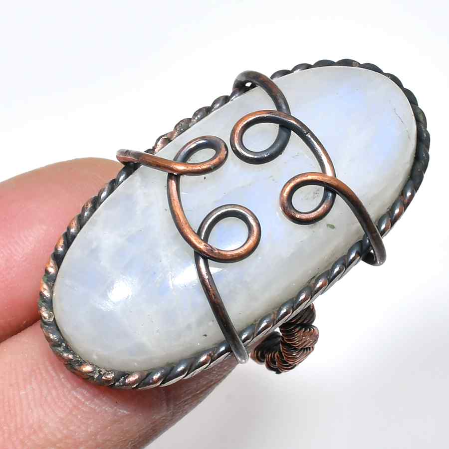 Moonlit Serenity – Oxidized Copper Moonstone Ring