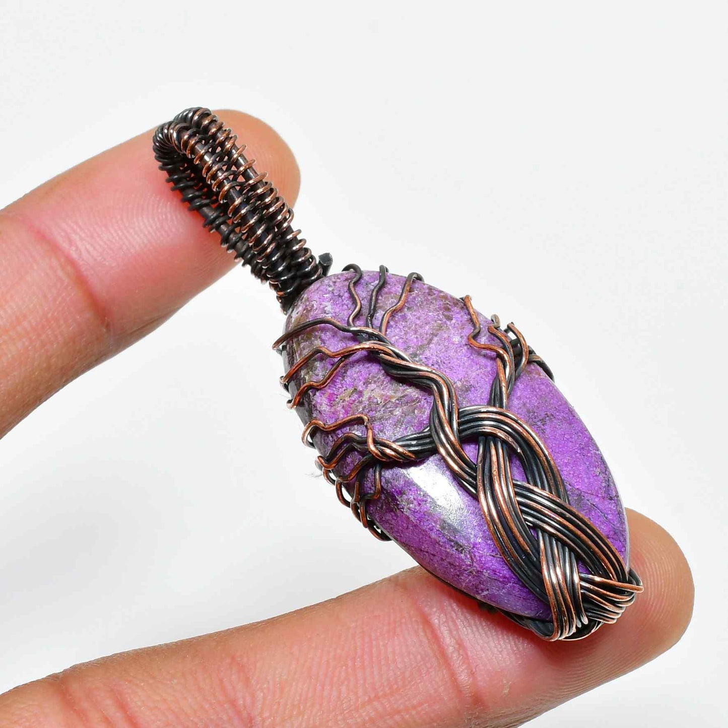 Celestial Guard – Oxidized Copper Amethyst Pendant