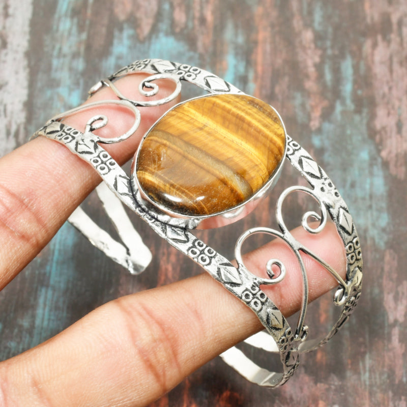 Golden Harmony – Tiger’s Eye & Sterling Silver Filigree Bracelet