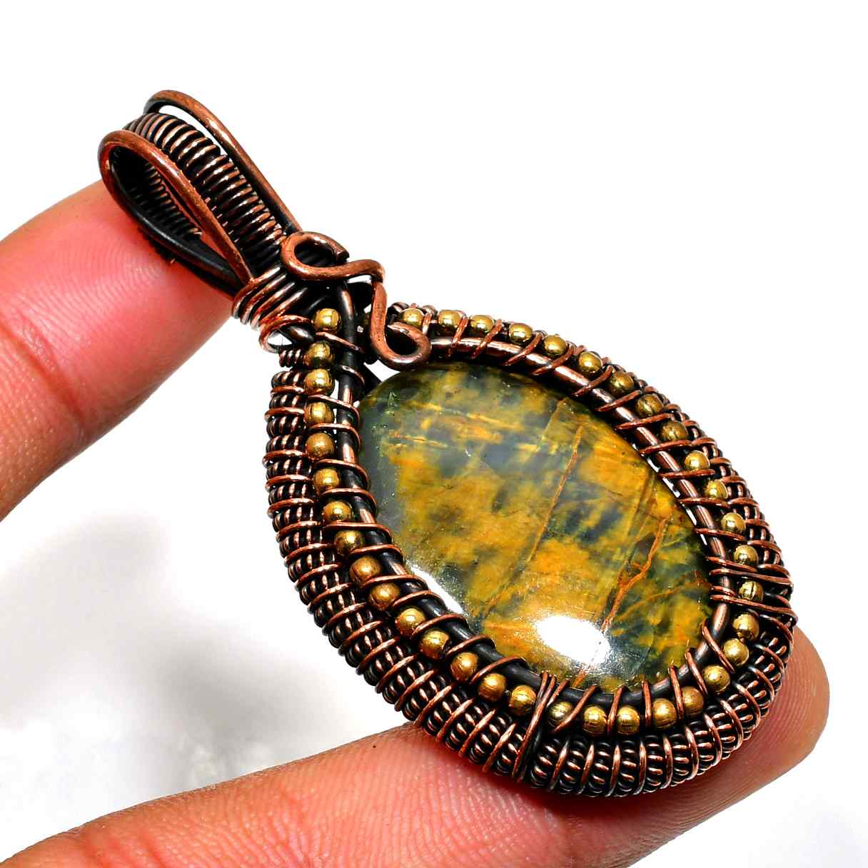 Earthen Courage – Golden Tiger Eye Copper Pendant