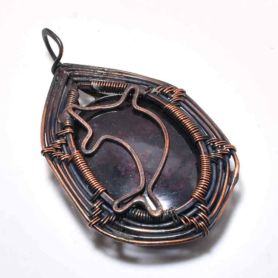Ezra’s Veil – Hand-Wrapped Amethyst Copper Pendant