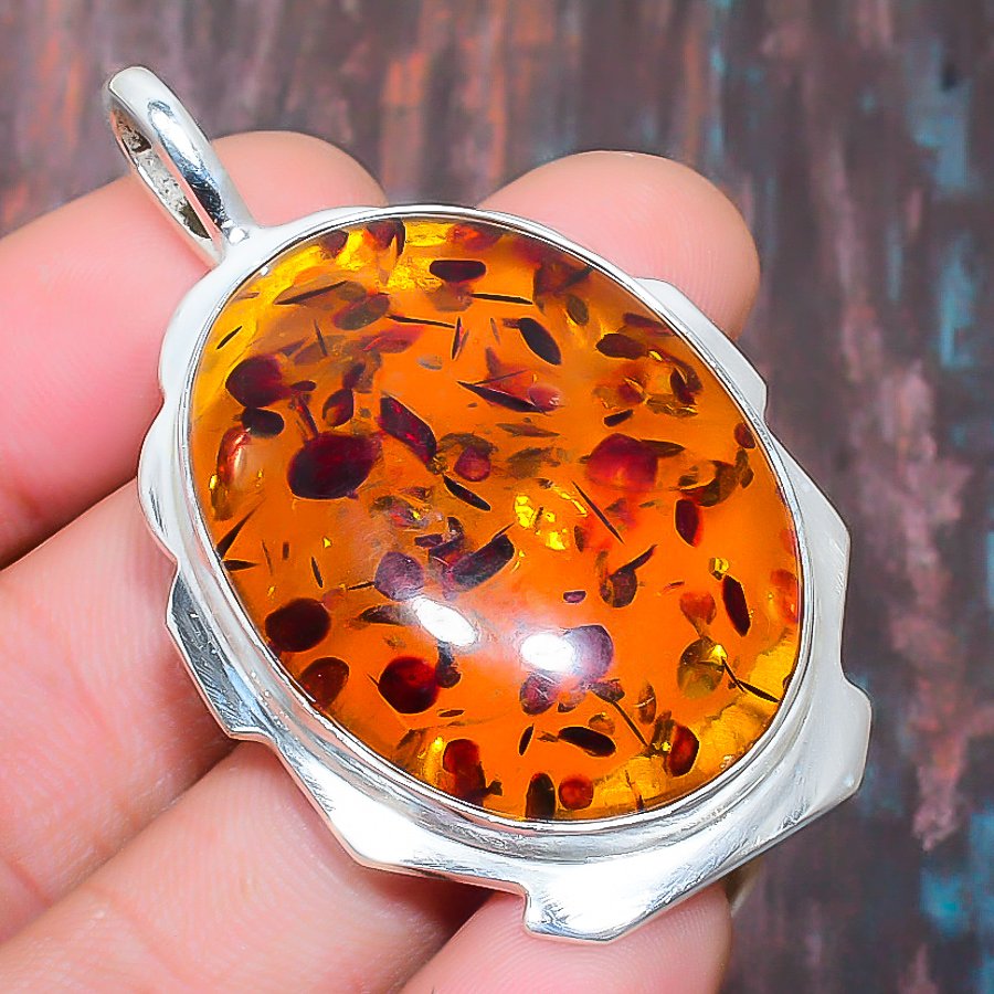 Amber Aura – Sterling Silver Pendant
