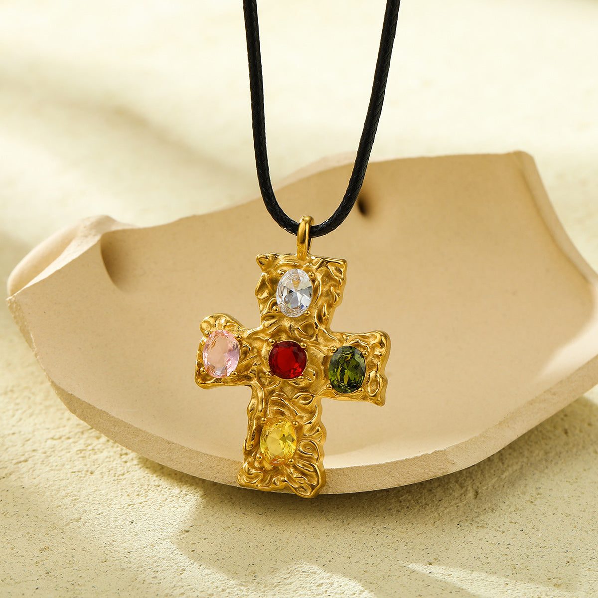 Celestial Cross Necklace - 18K Gold