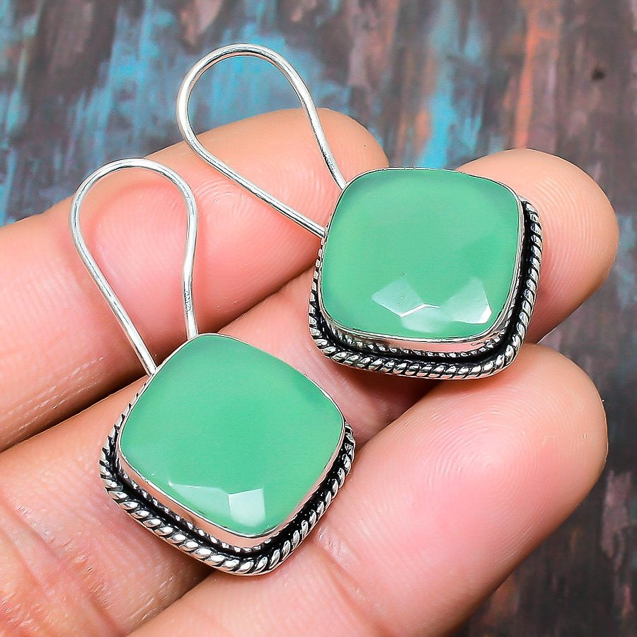 Celadon Serenity – Jade & Silver Earrings