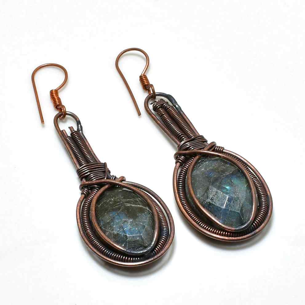Moonlit Path – Labradorite & Copper Earrings