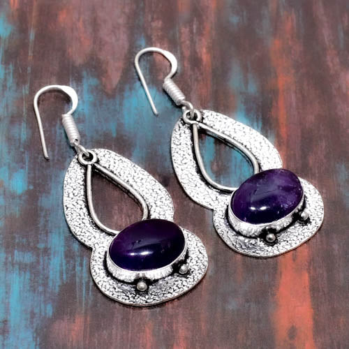 Luna’s Whisper – Vintage Silver Amethyst Earrings