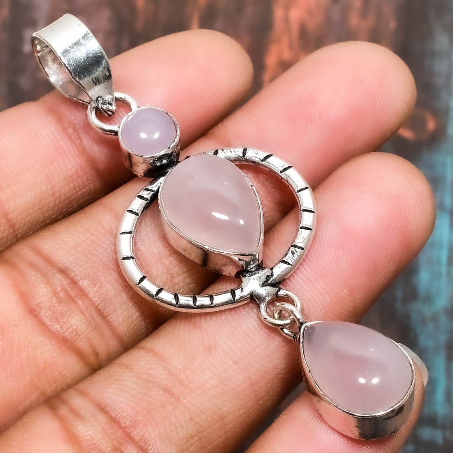 Heart’s Embrace – Rose Quartz & Sterling Silver Pendant