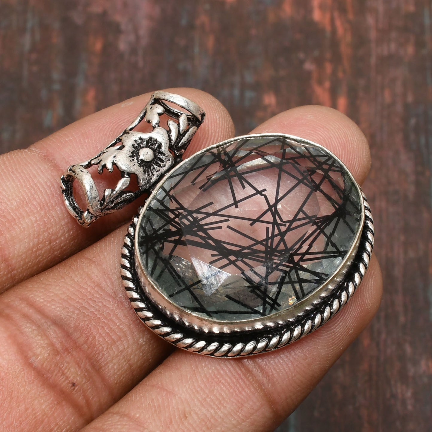 Celestial Unity – Smoky Quartz & Sterling Silver Pendant