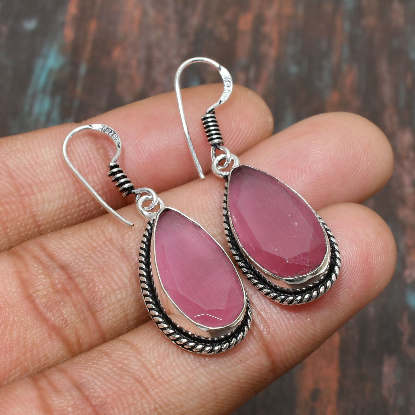 Serenity’s Embrace – Rose Quartz Sterling Silver Earrings