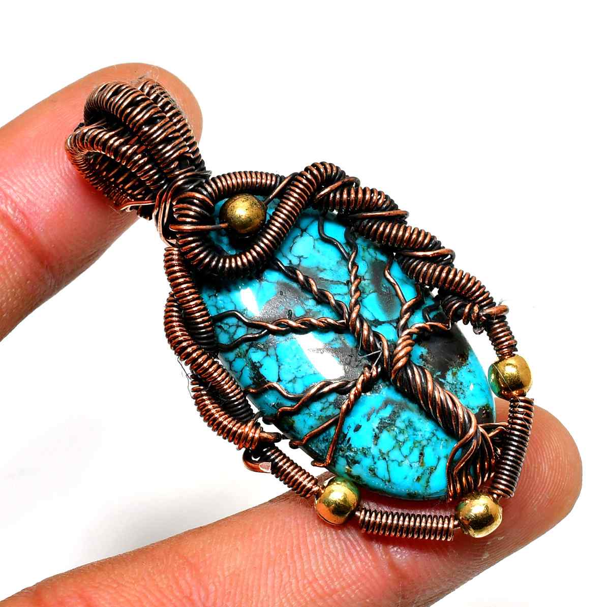 Terra’s Harmony – Turquoise Tree of Life Pendant
