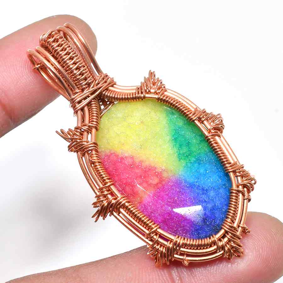 Rainbow Dreams – Natural Gemstone & Copper Wire Pendant