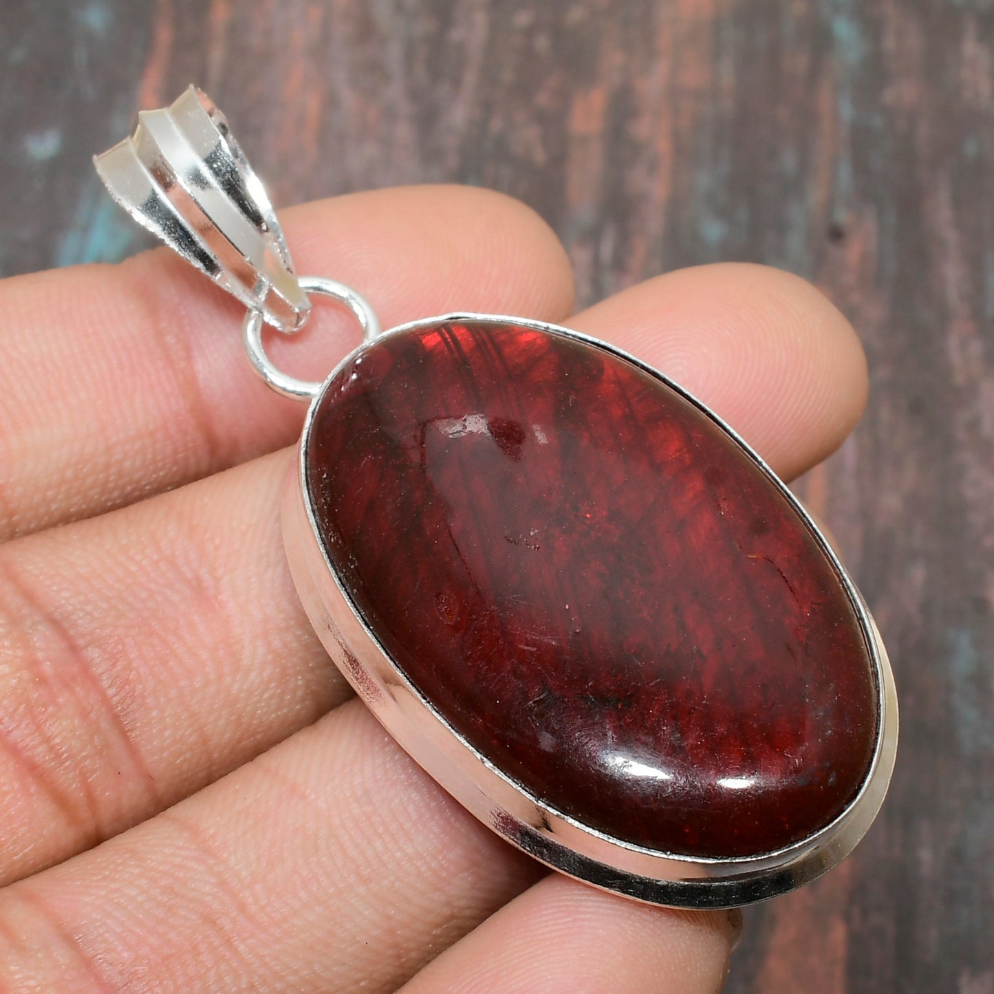 Scarlet Flame – Sterling Silver Ruby Pendant