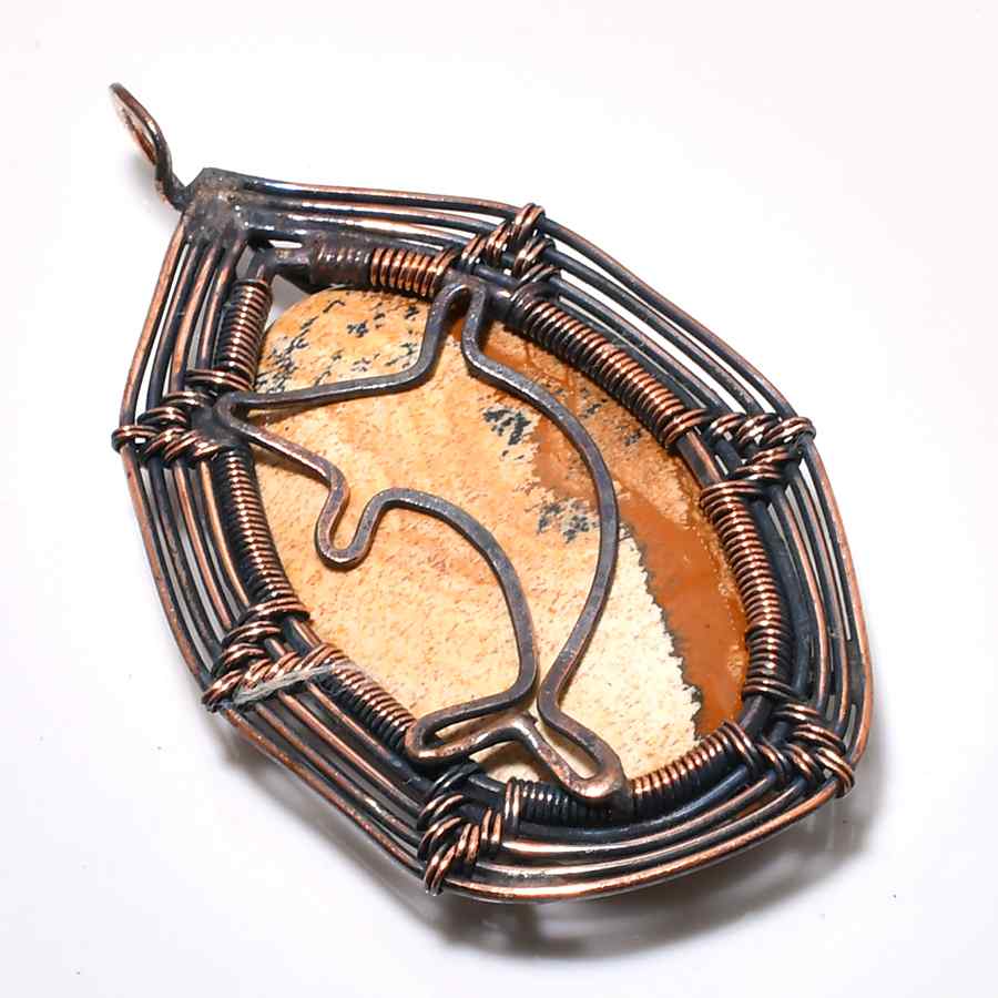 Feline Muse – Natural Stone & Copper Cat Pendant