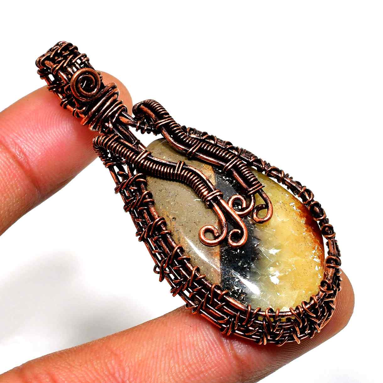 Mystic Balance – Natural Stone Copper Pendant
