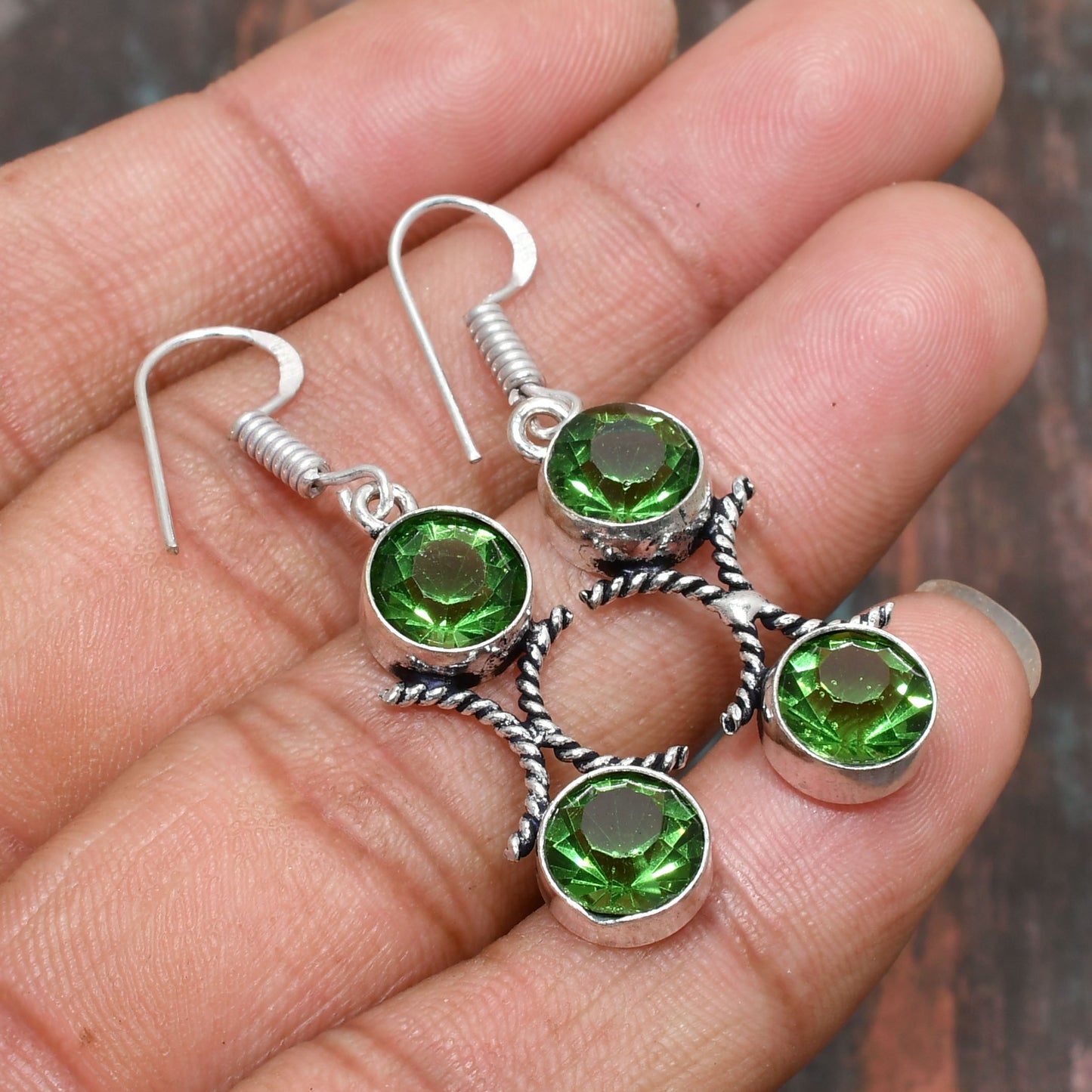 Peridot Harmony – Sterling Silver Earrings