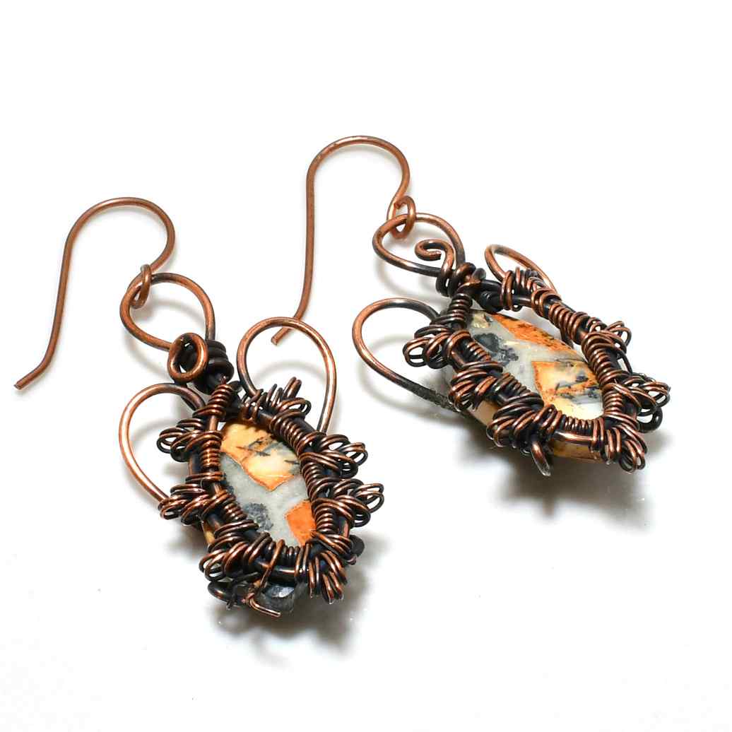 Gaia’s Roots – Picture Jasper Copper Earrings
