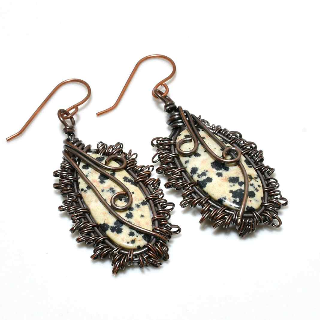 Serenity Drops – Dalmatian Jasper Copper Earrings