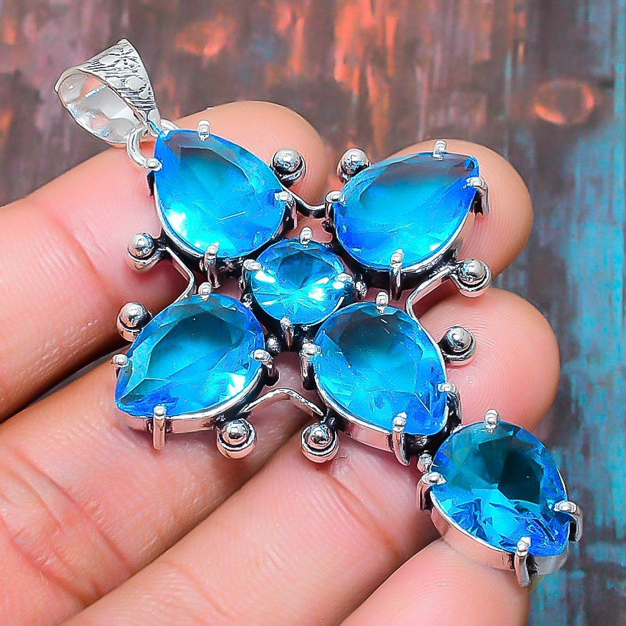 Serenity Cascade – Blue Gemstone Silver Pendant