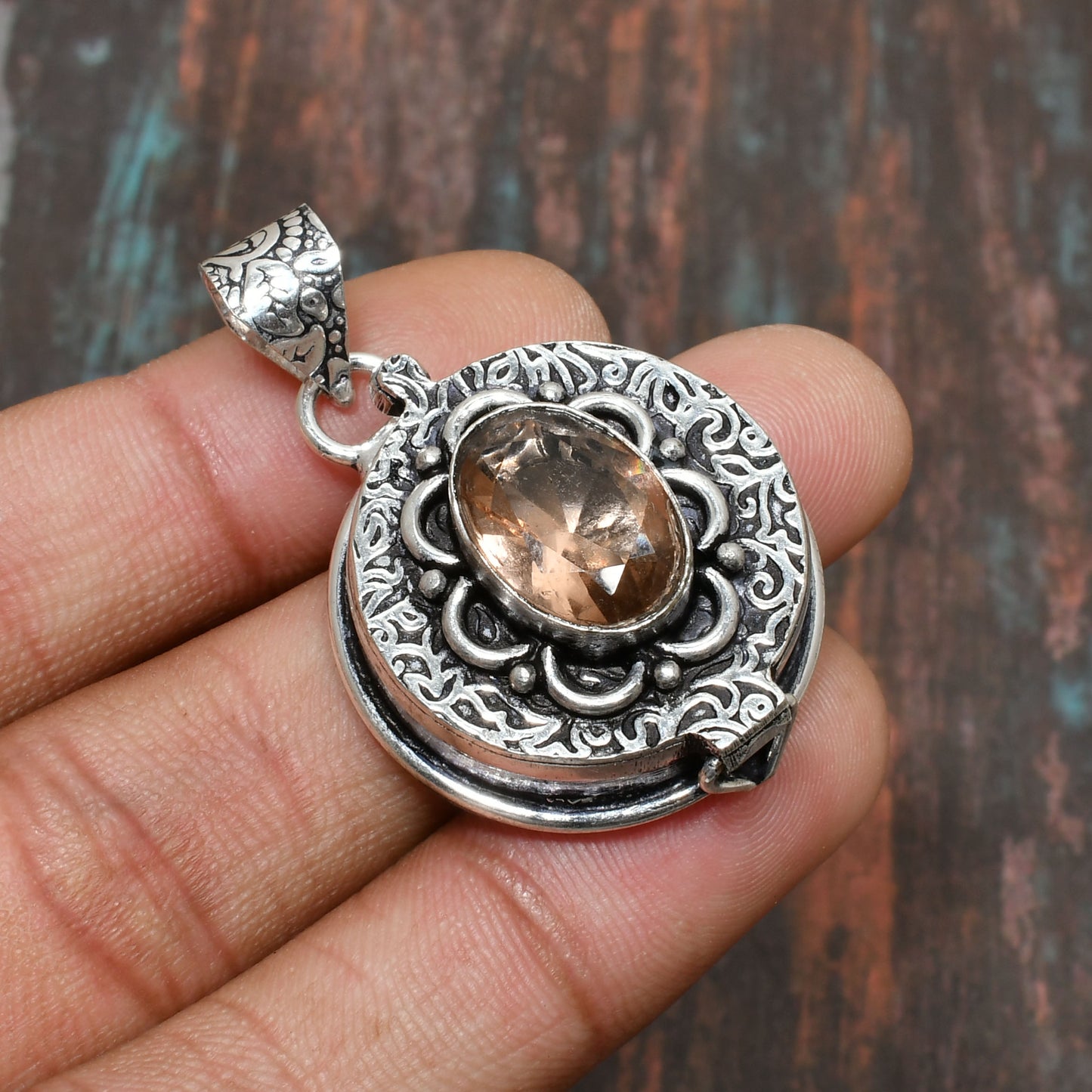 Celestial Embrace – Citrine & Sterling Silver Pendant