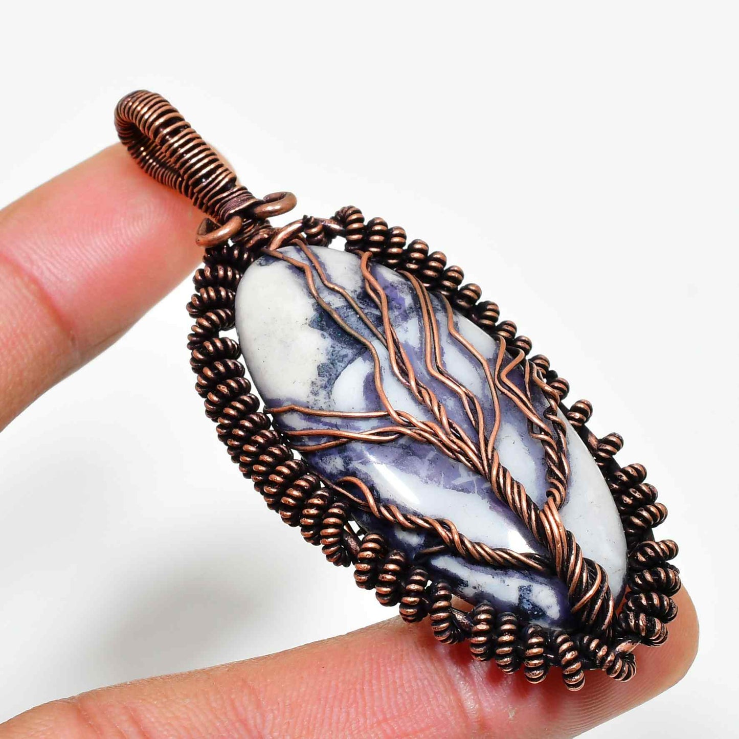 Ezra’s Veil – Oxidized Copper Amethyst Pendant