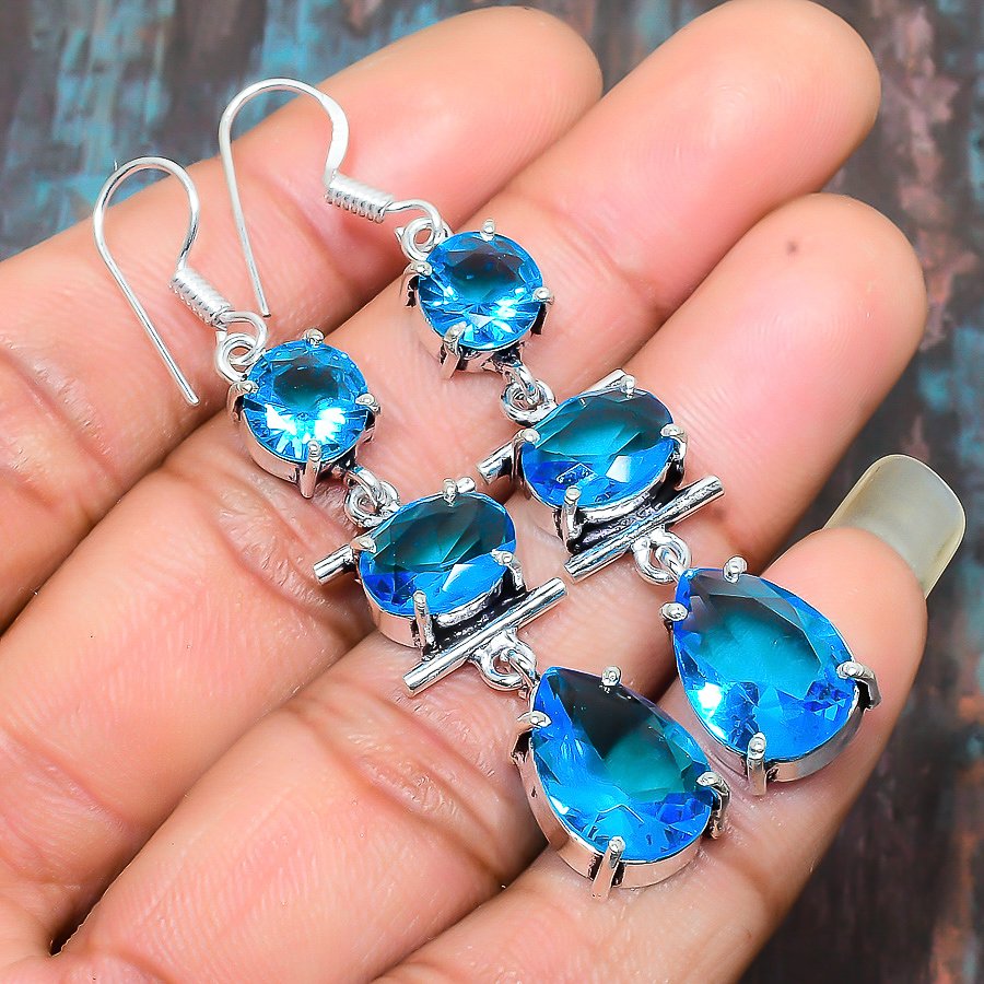 Azure Serenity – Blue Topaz Sterling Silver Earrings