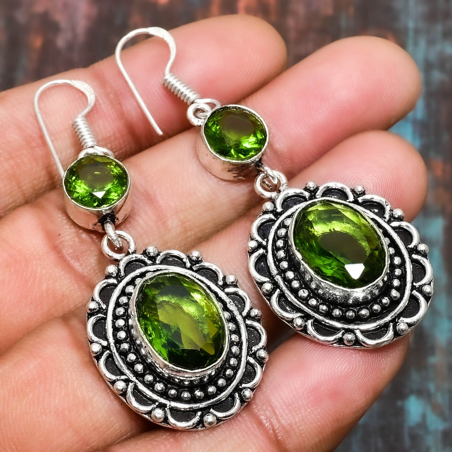 Peridot Harmony – Sterling Silver Earrings