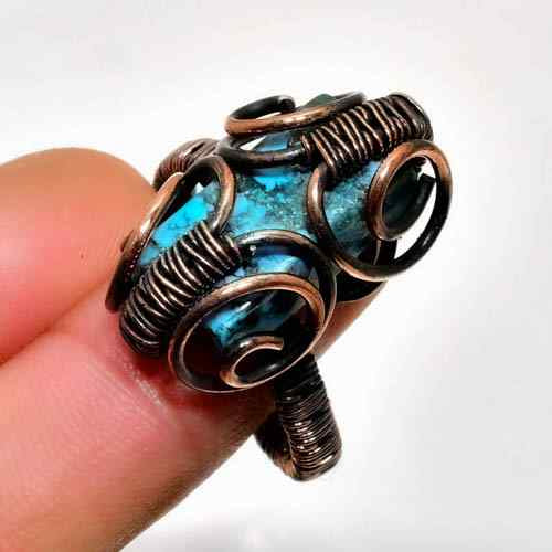 Ocean’s Whisper – Hand-Wrapped Turquoise Copper Ring