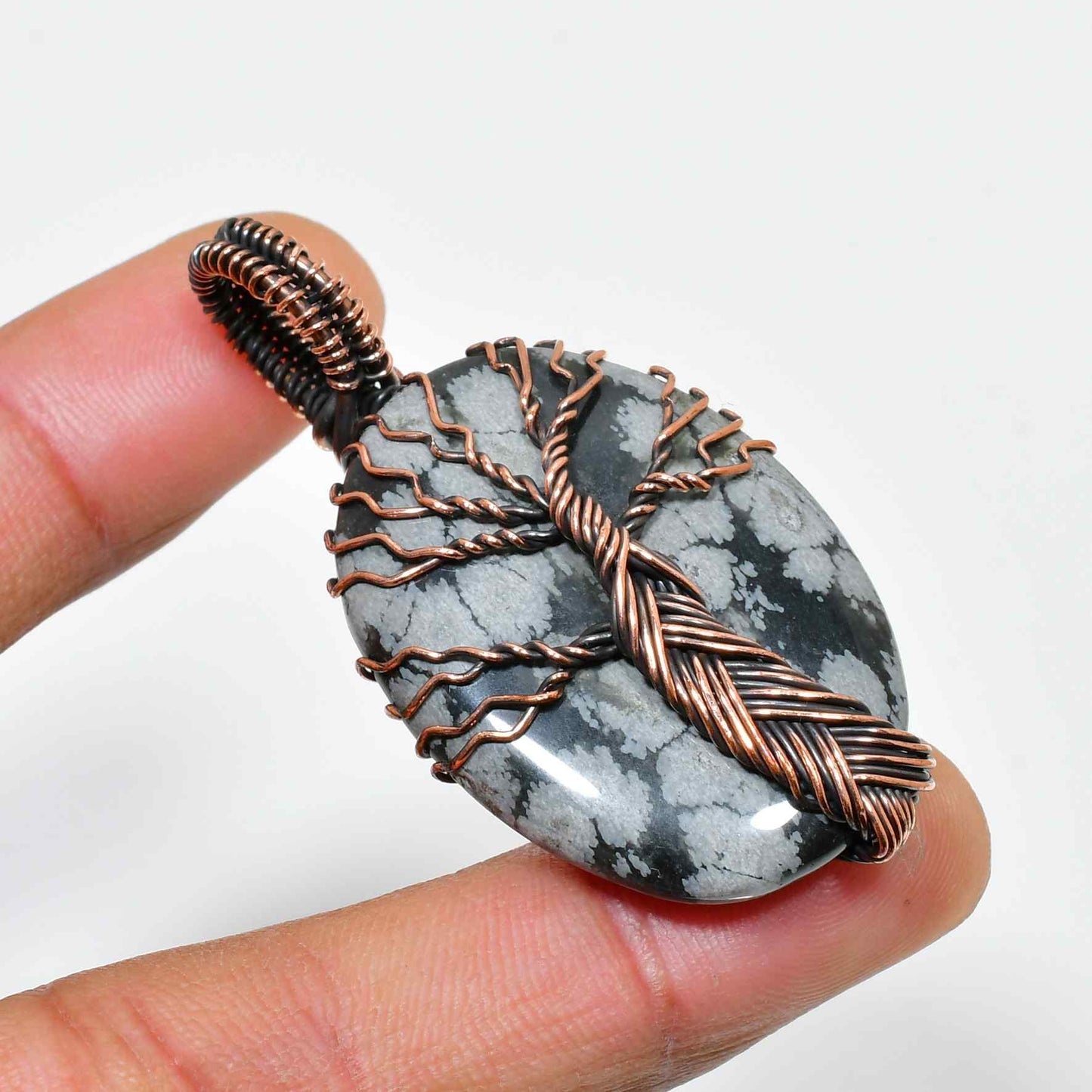 Nature’s Embrace – Obsidian & Copper Pendant
