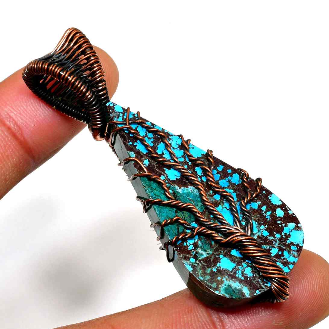 Tranquil Grove – Turquoise Copper Tree Pendant
