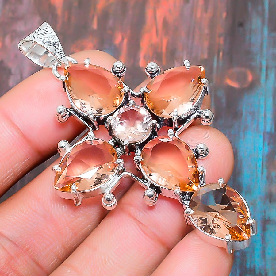 Solar Blossom – Orange Gemstone Silver Pendant