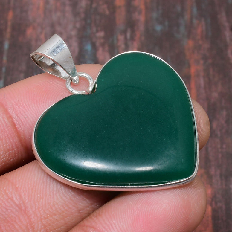 Harmony Heart – Green Aventurine Sterling Silver Pendant