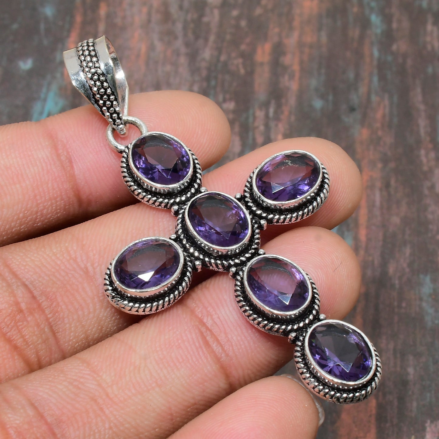 Serenity Cross – Amethyst & Sterling Silver Pendant