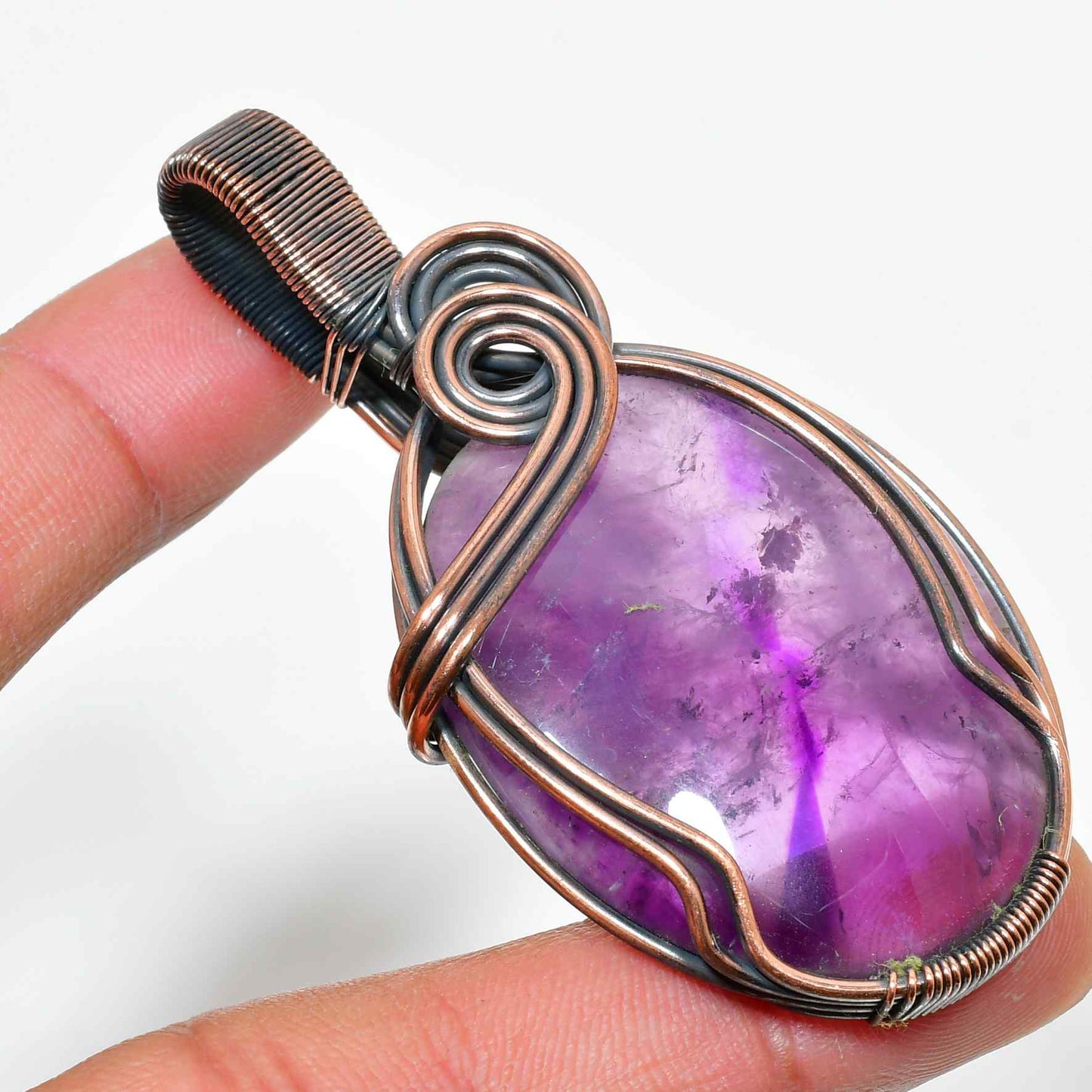 Ezra’s Veil – Handcrafted Amethyst & Oxidized Copper Pendant