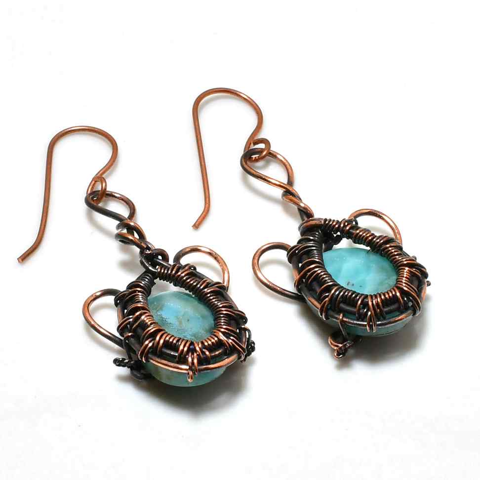 Ember’s Embrace – Turquoise Copper Earrings