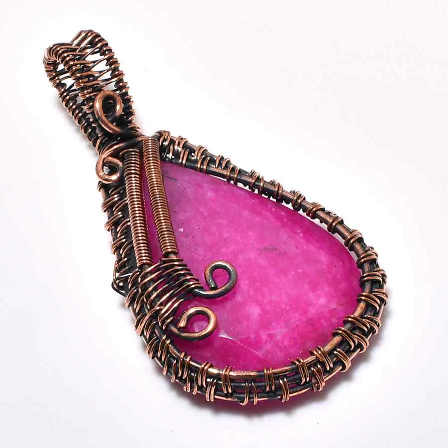 Ember Heart – Ruby & Copper Wire Pendant