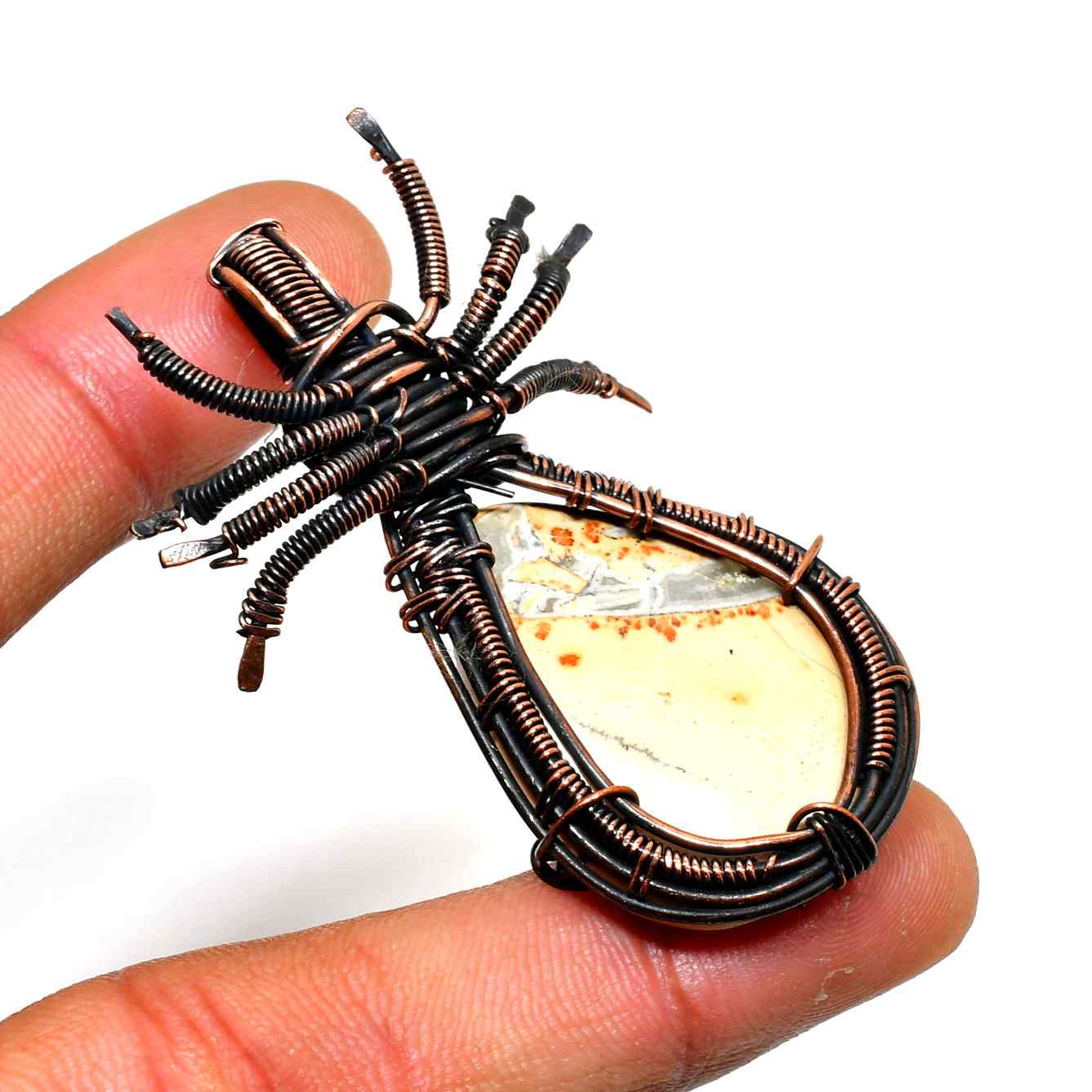 Serenity’s Prism – Iridescent Stone Wire Pendant