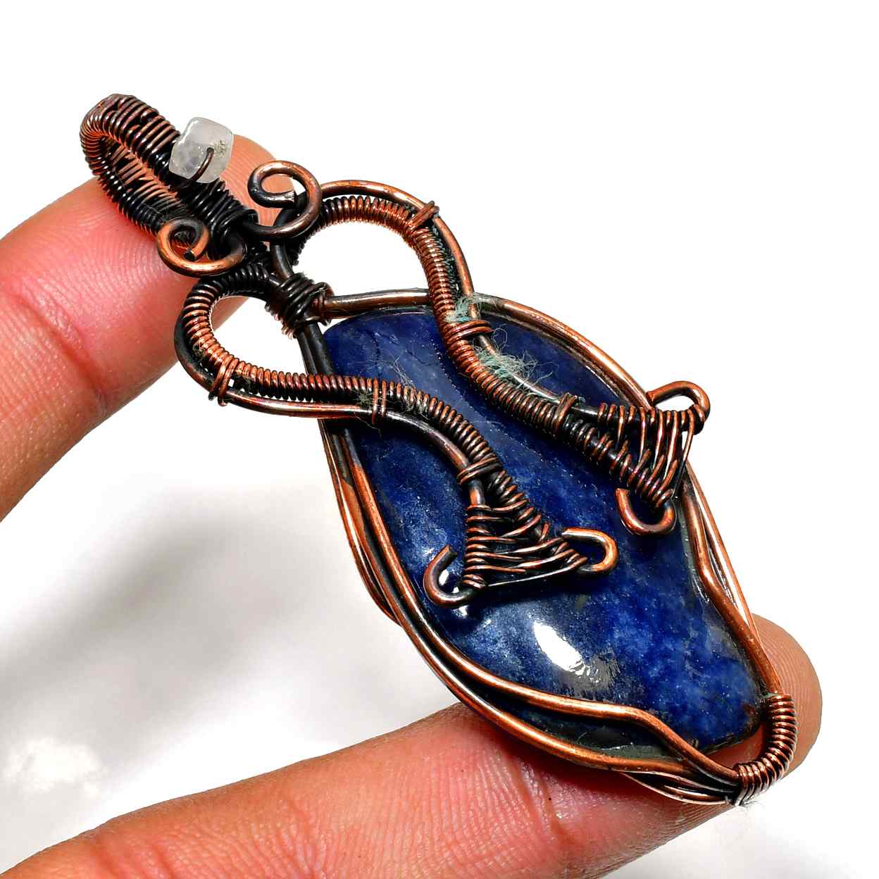 Ember’s Heart – Lapis Lazuli Copper Pendant