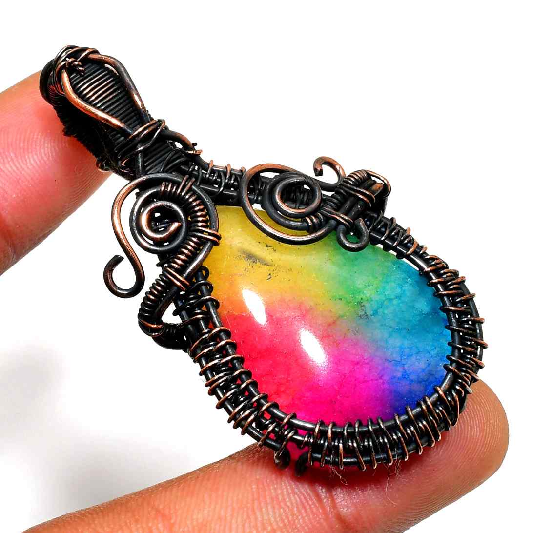 Aurora’s Glow – Rainbow Quartz Copper Pendant
