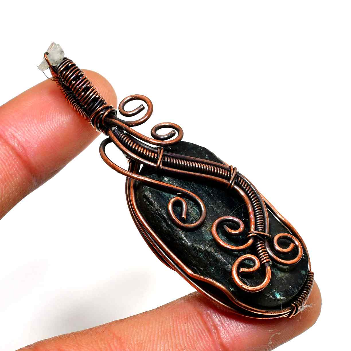 Earthbound Harmony – Copper-Wrapped Natural Stone Pendant