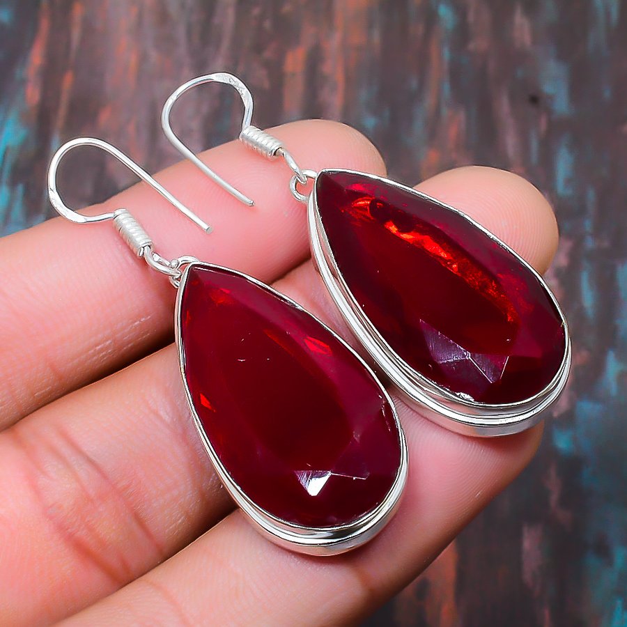 Radiance of Passion – Ruby Sterling Silver Earrings