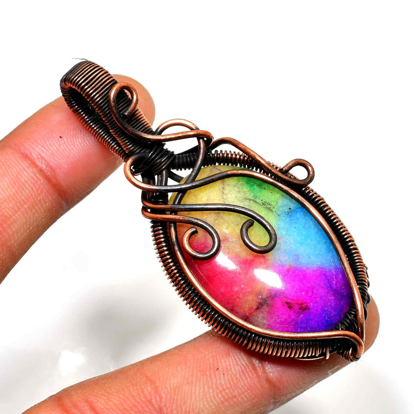 Colorful Essence – Multicolored Stone Copper Pendant
