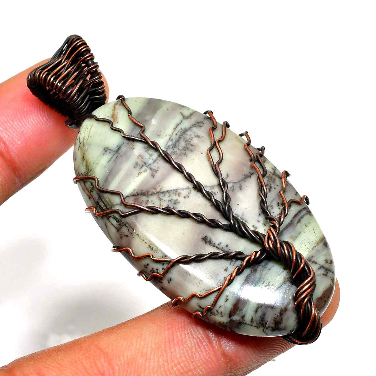 Arbor Vitae – Moss Agate Copper Pendant