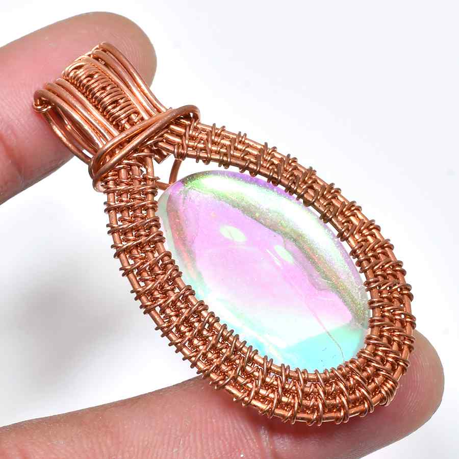 Aurora’s Embrace – Opalite & Copper Pendant